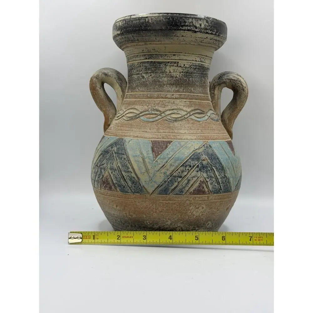 Vintage Olla Vase Hand Thrown Studio Pottery Sgraffito Southwestern